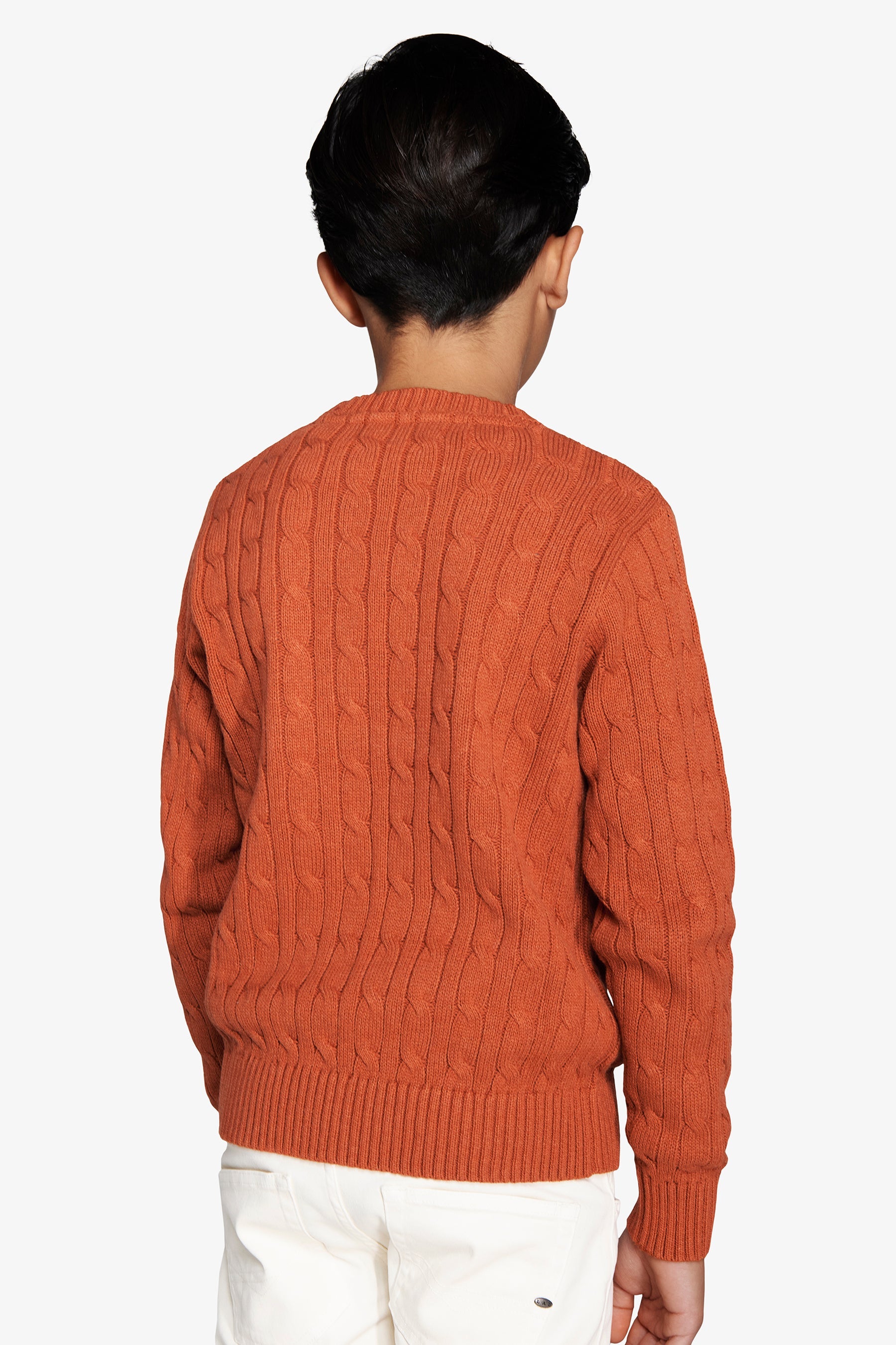 Maglia girocollo treccia arancio Kids-Dan John