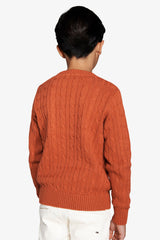 Maglia girocollo treccia arancio Kids-Dan John
