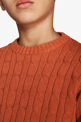 Maglia girocollo treccia arancio Kids-Dan John