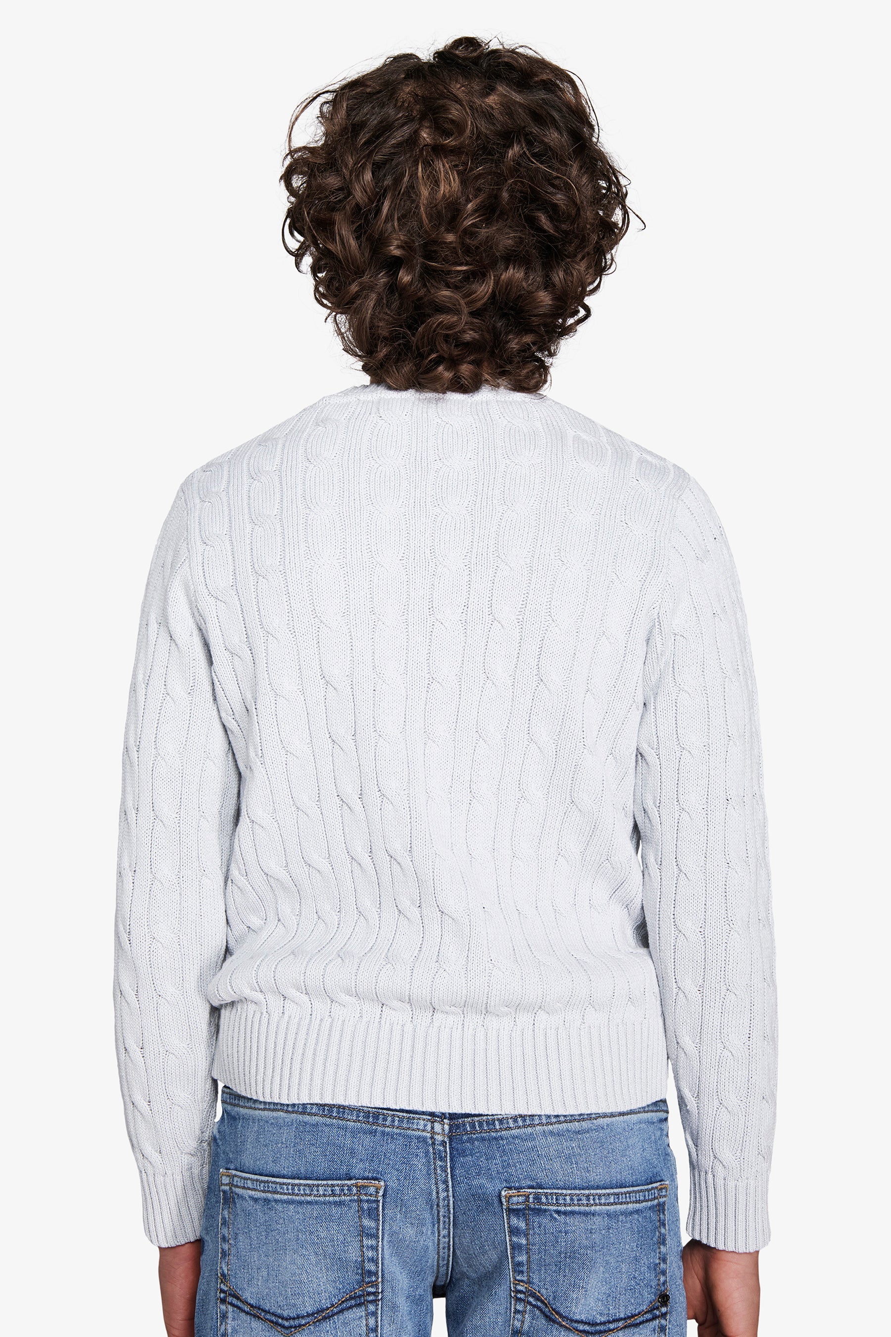 Maglia girocollo treccia celeste Kids-Dan John