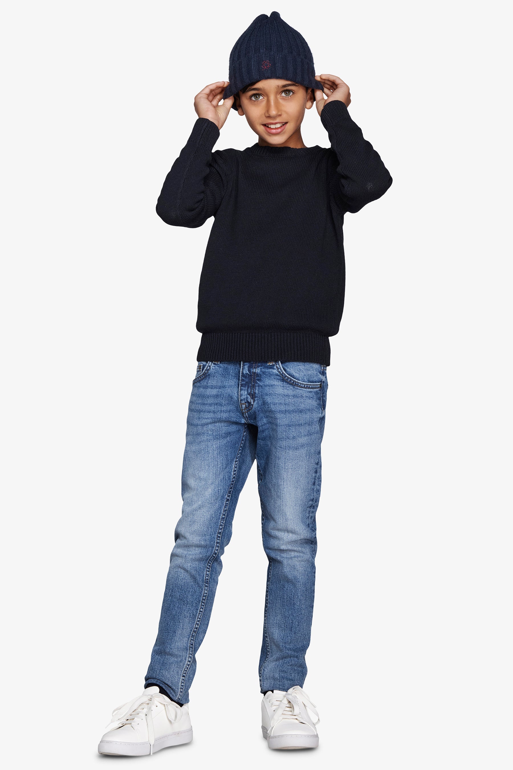 Maglia girocollo rasata blu Kids-Dan John