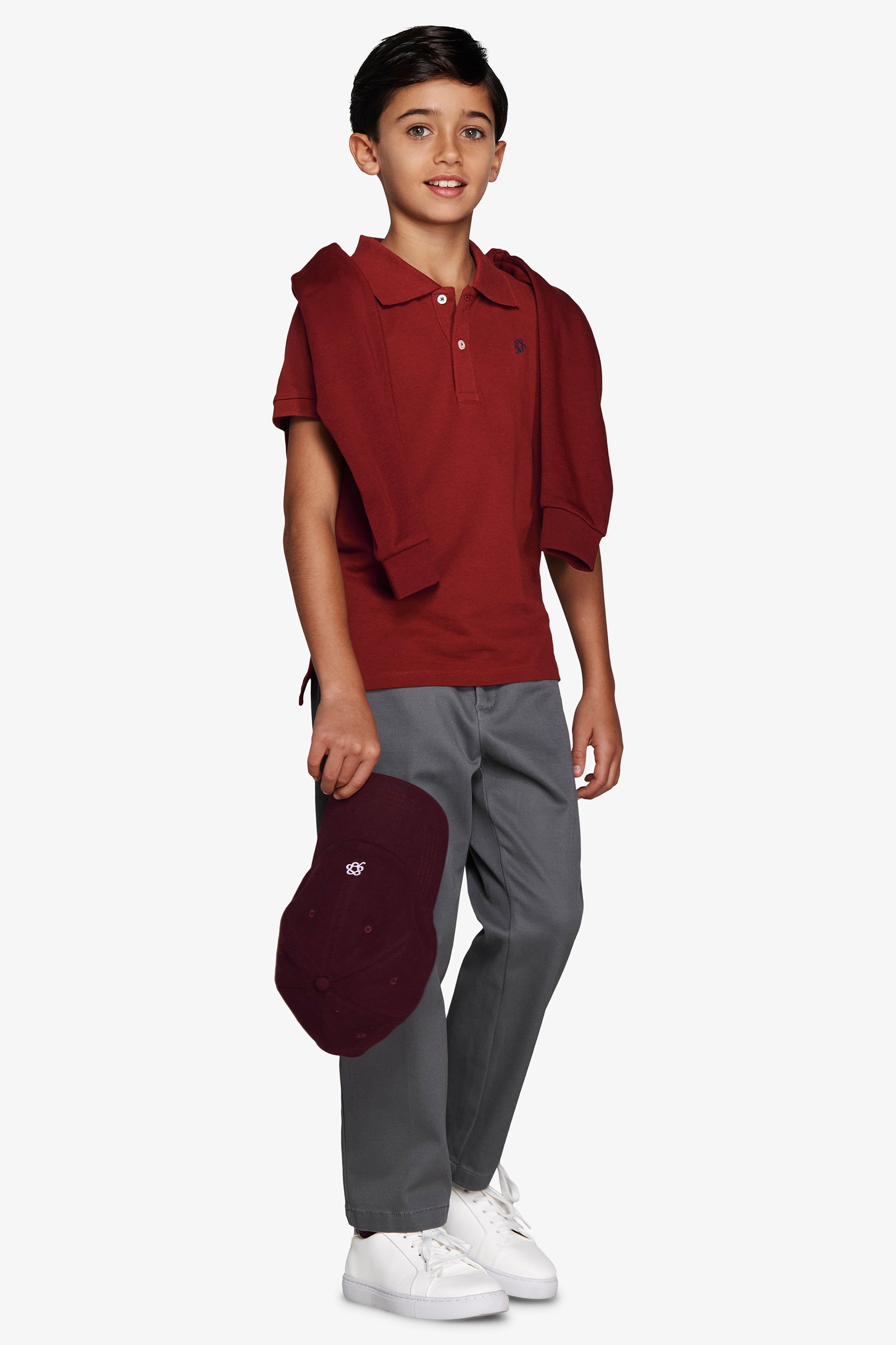 Polo con ricamo bordeaux Kids-Dan John
