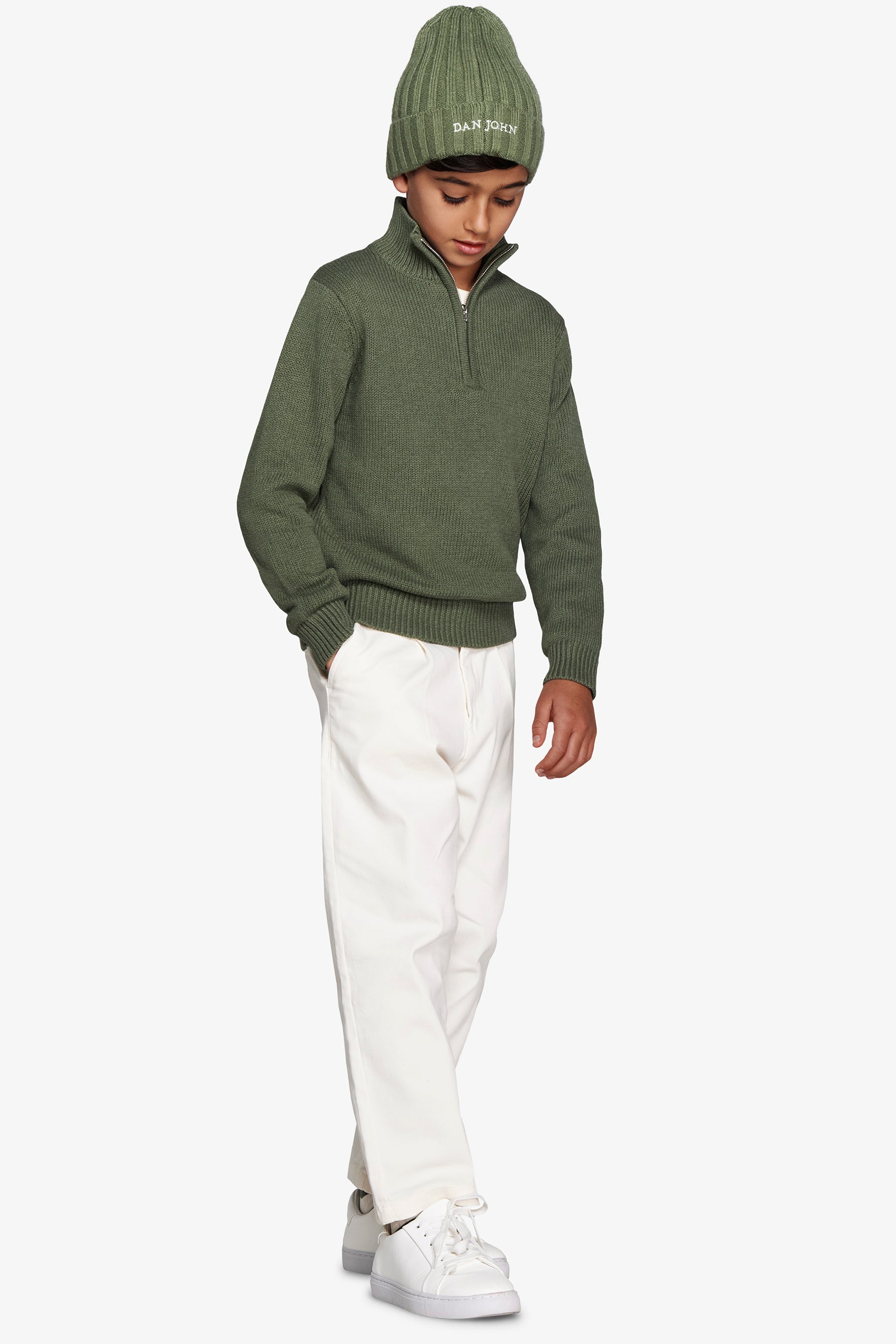 Maglia half zip verde Kids-Dan John