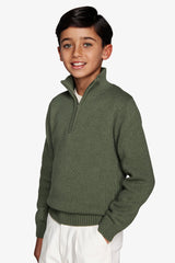 Maglia half zip verde Kids-Dan John