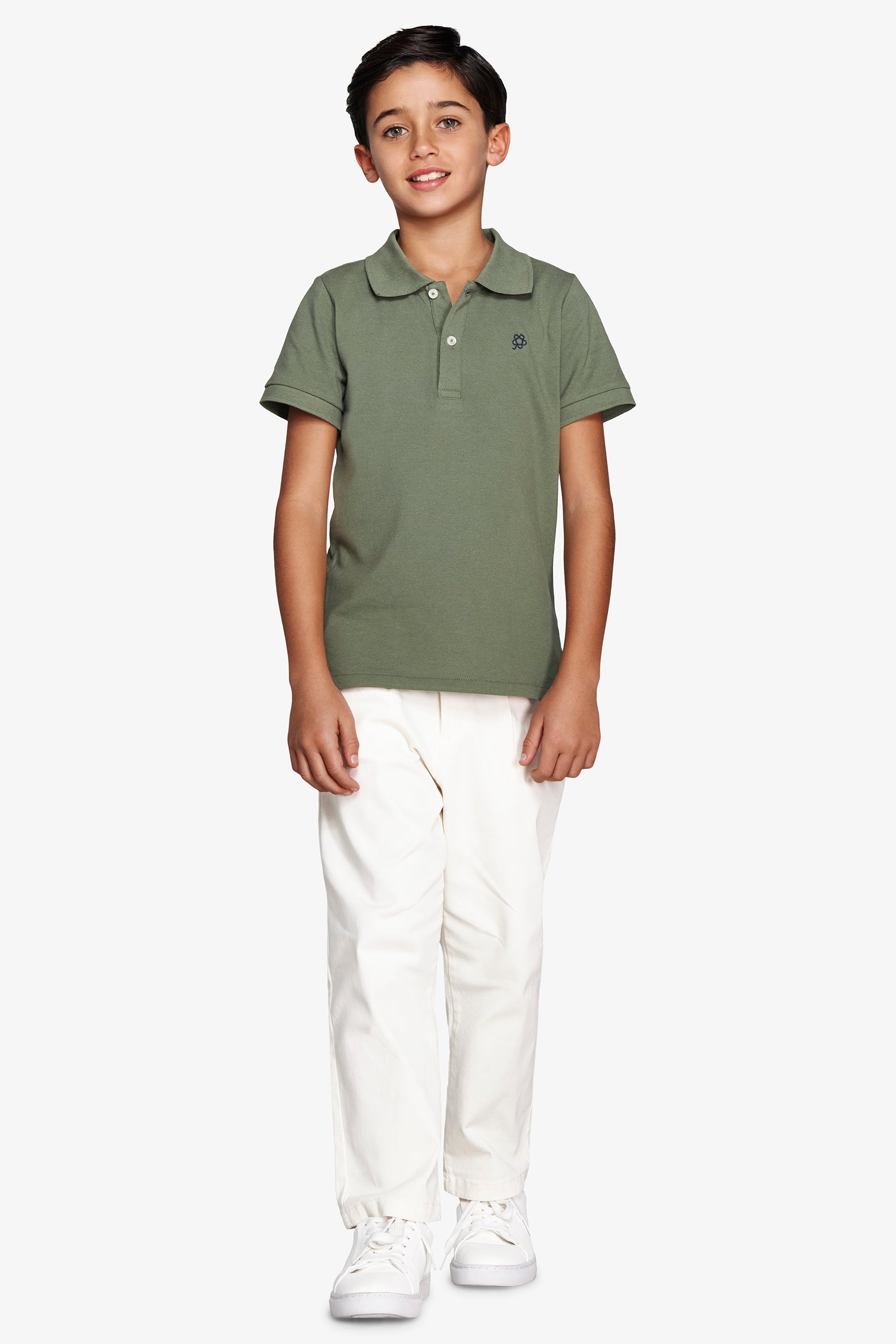 Polo con ricamo verde Kids-Dan John