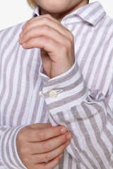 Camicia misto lino a righe tortora Kids-Dan John