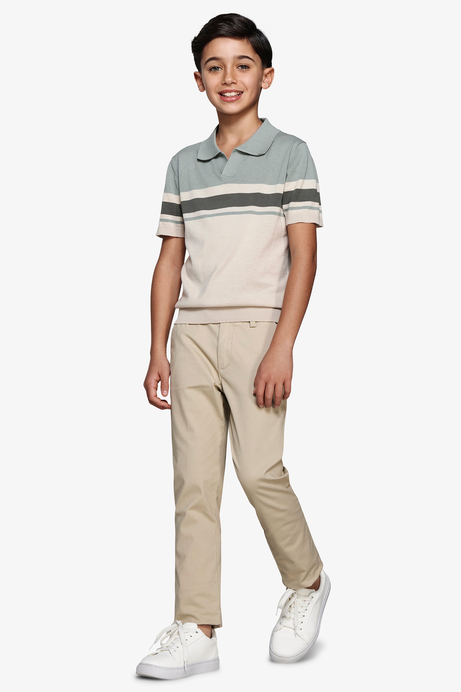 Polo in maglia a righe light green Kids-Dan John