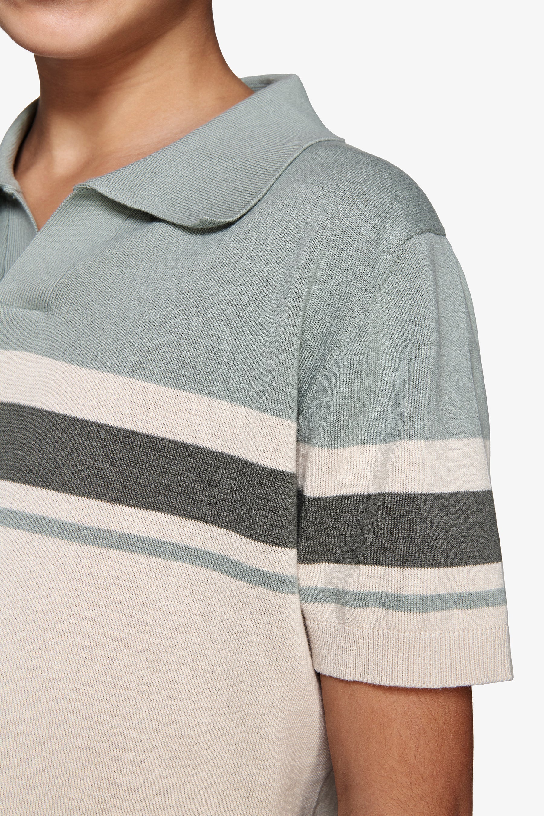 Polo in maglia a righe light green Kids-Dan John