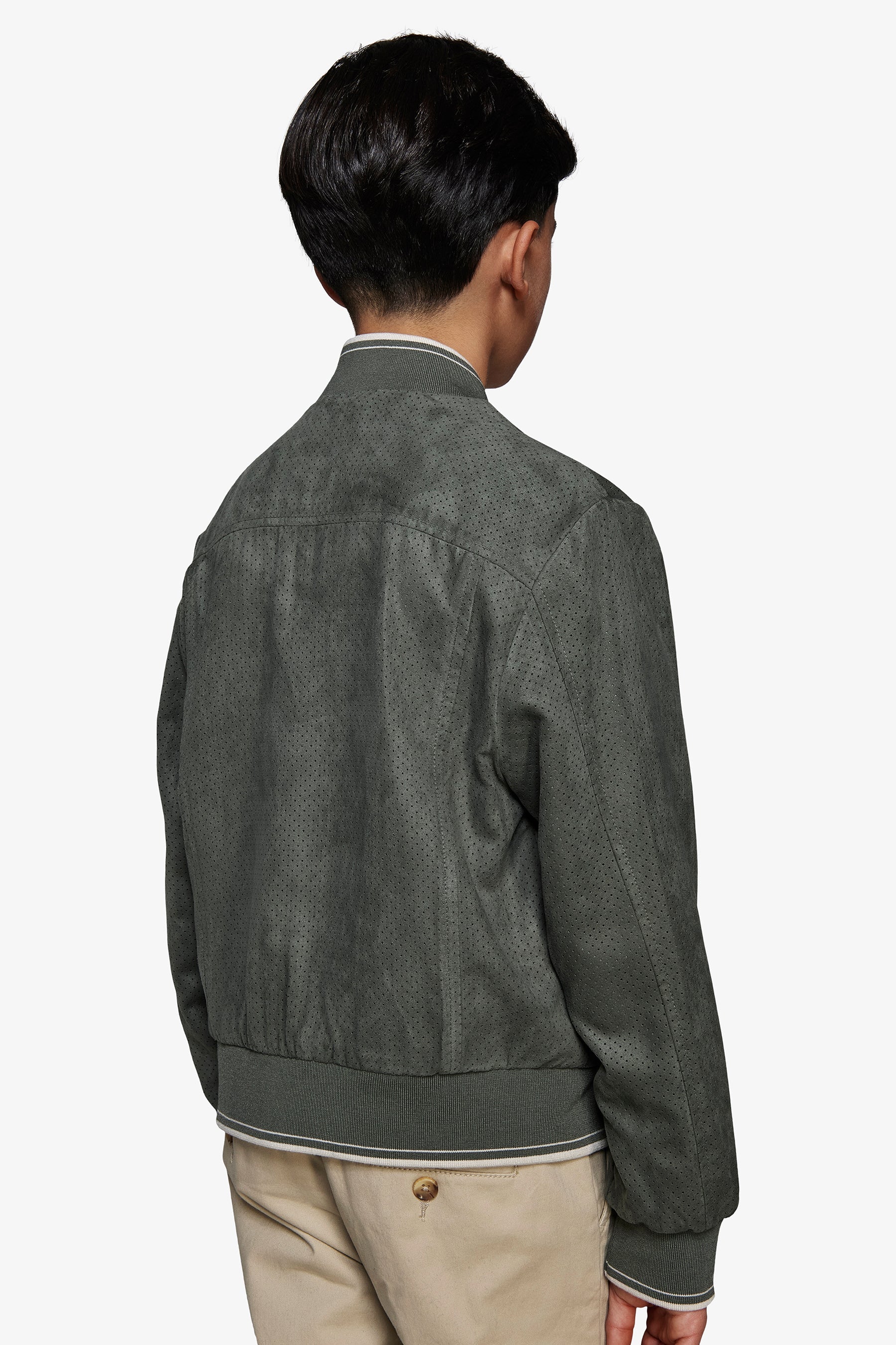 Bomber in ecosuede traforato verde Kids-Dan John