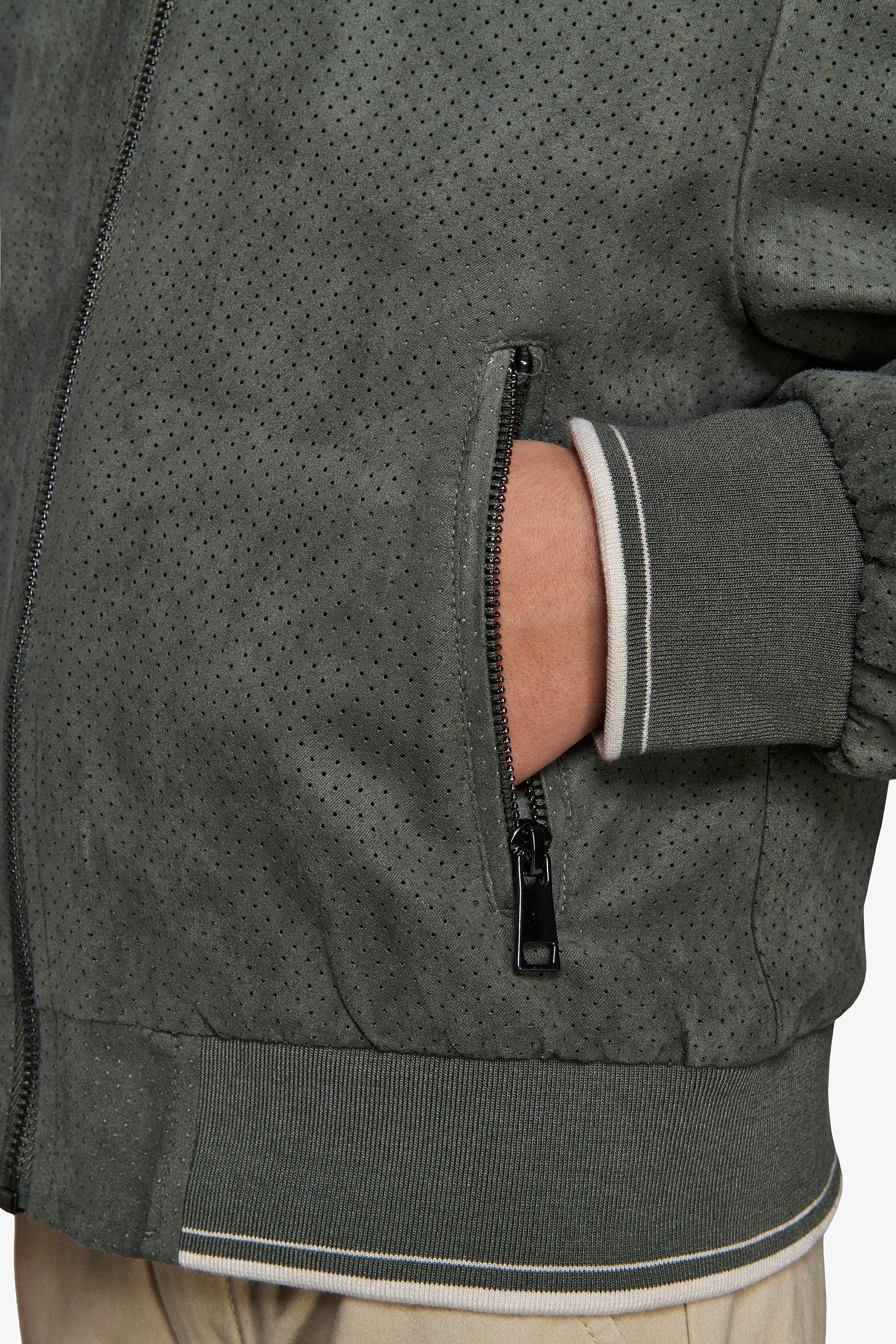 Bomber in ecosuede traforato verde Kids-Dan John