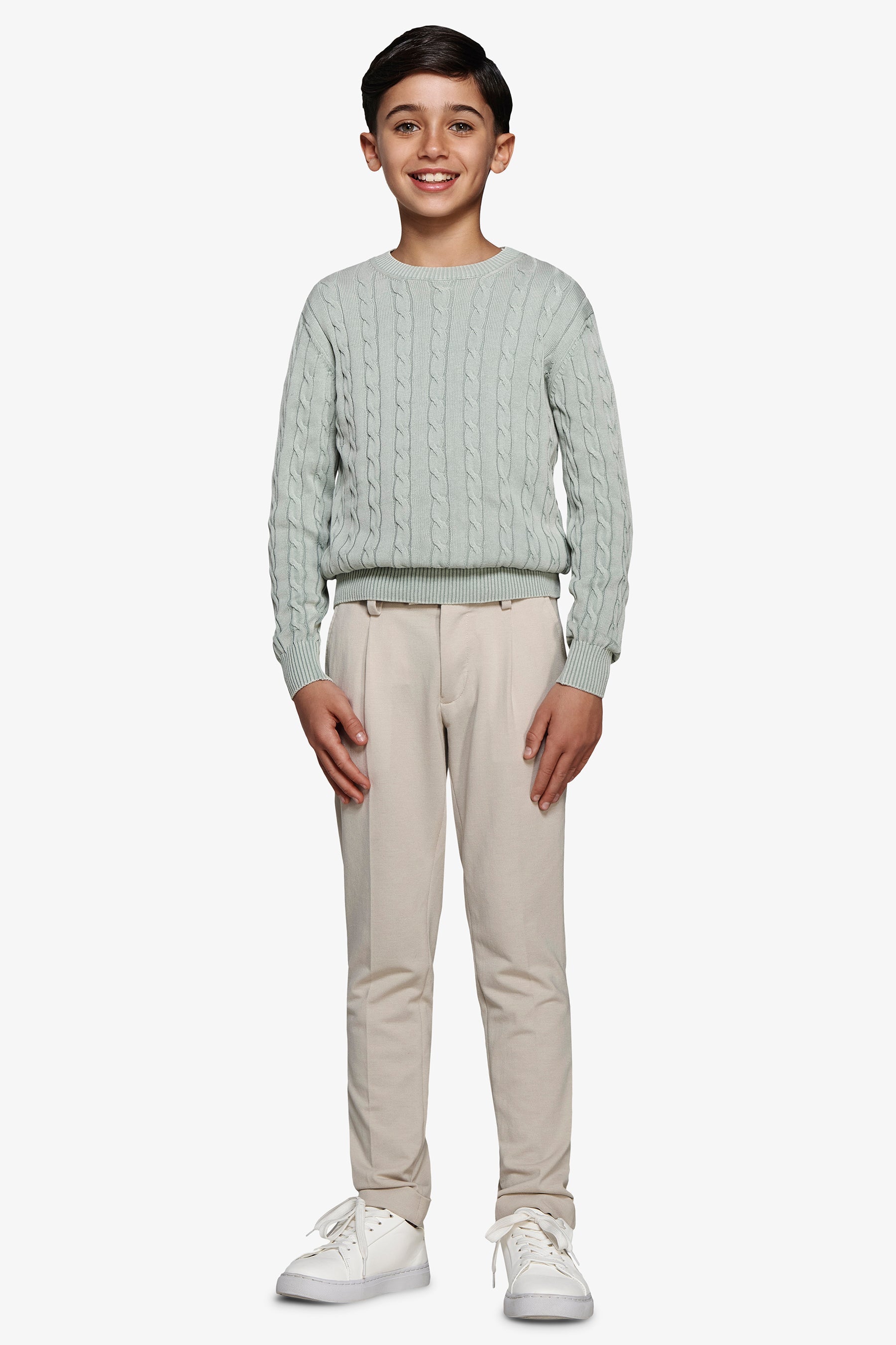 Maglia girocollo treccia salvia Kids-Dan John