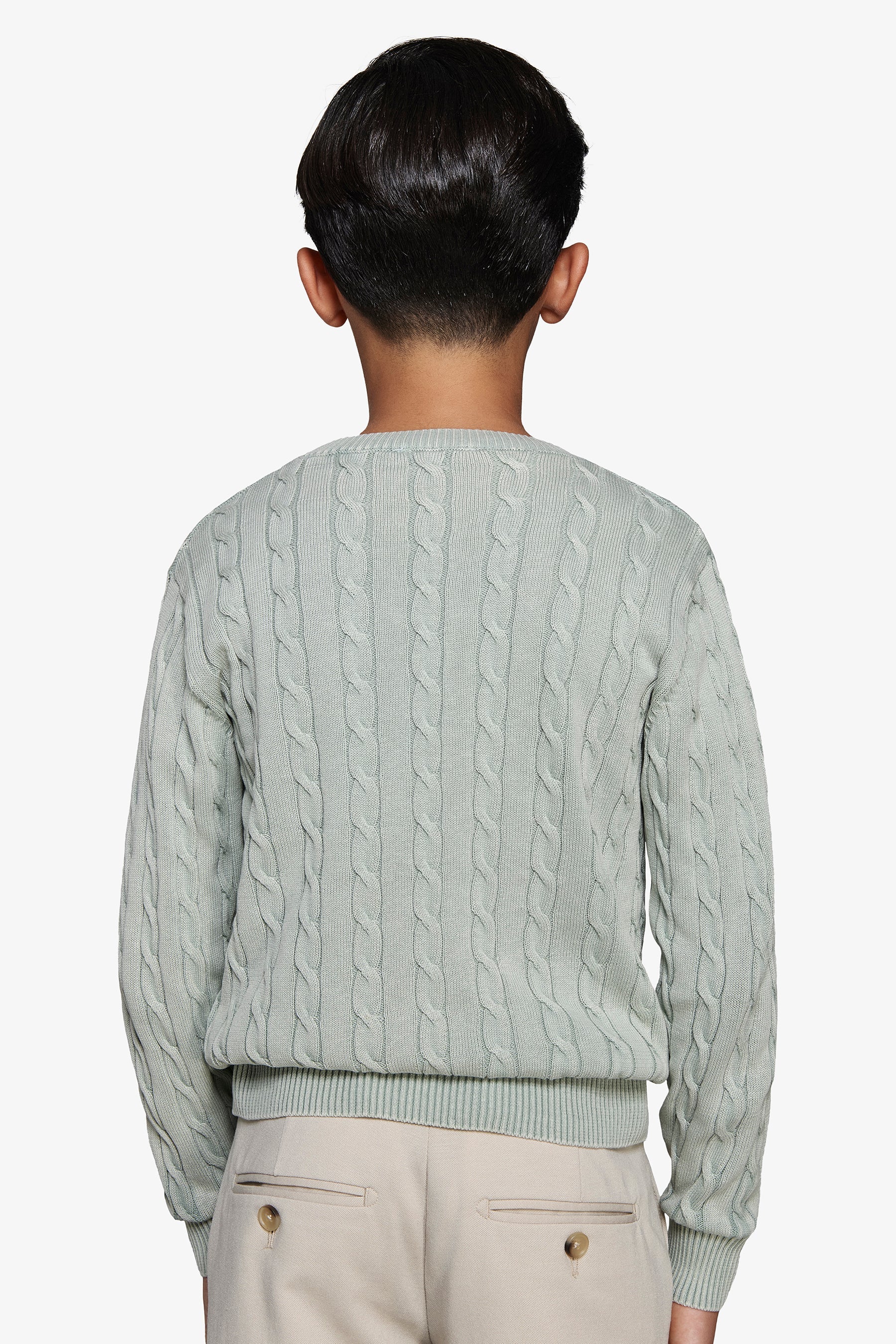 Maglia girocollo treccia salvia Kids-Dan John