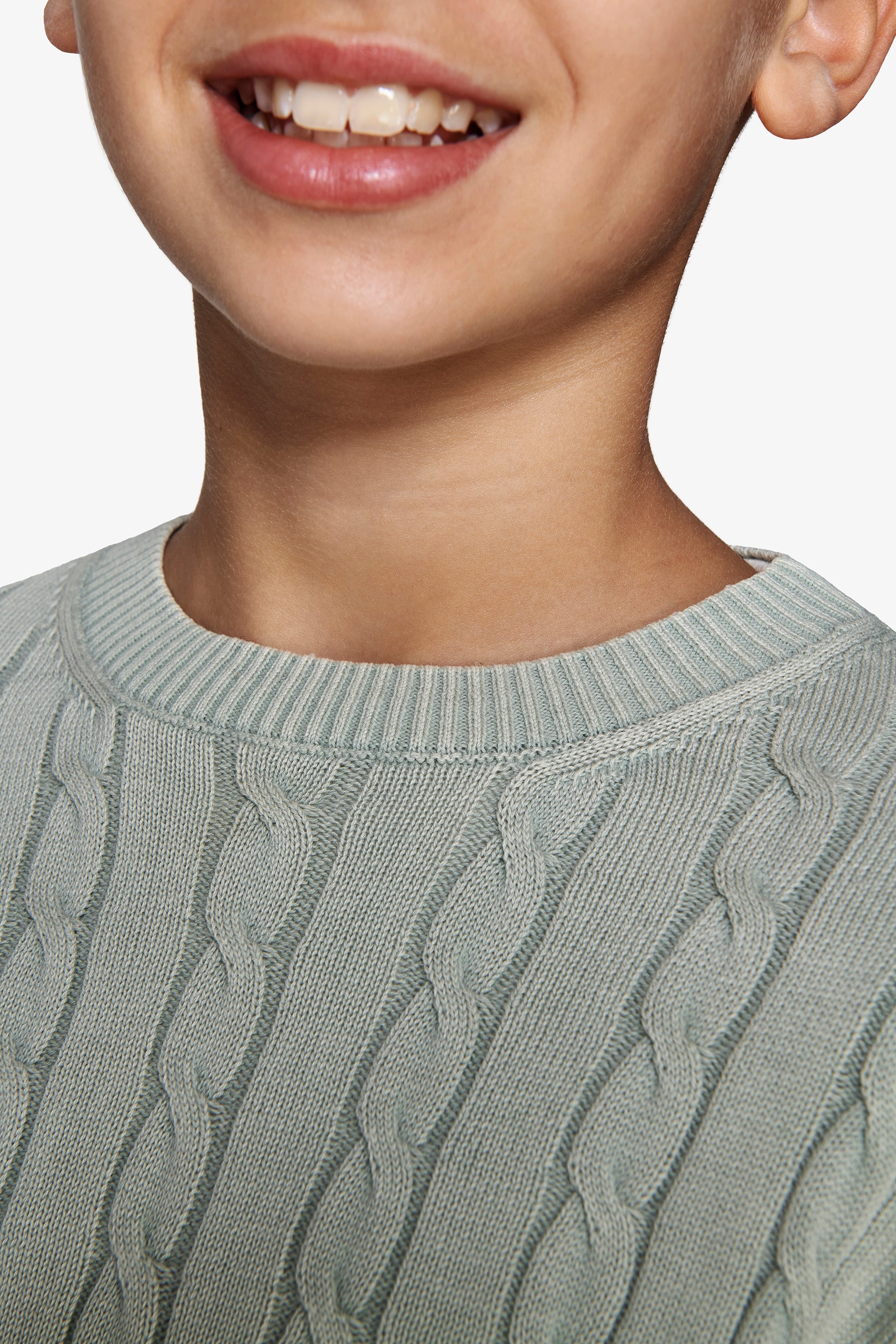 Maglia girocollo treccia salvia Kids-Dan John