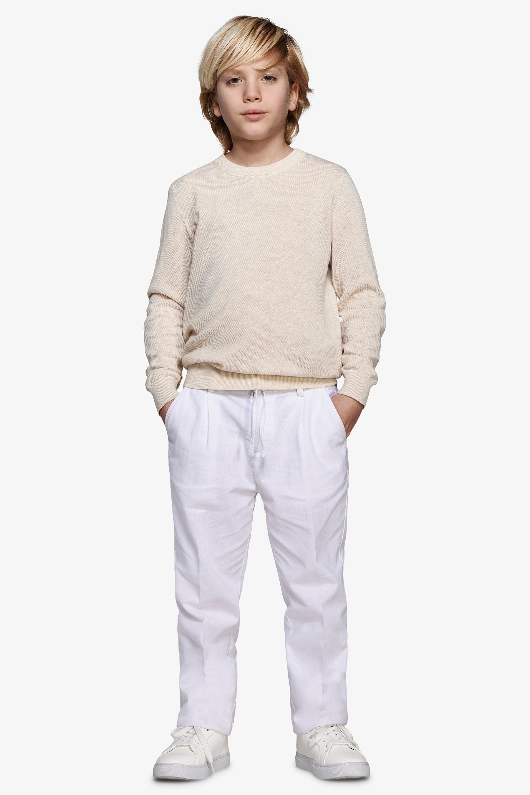 Maglia girocollo armaturata sabbia Kids-Dan John