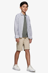 Camicia misto lino a righe verde Kids-Dan John