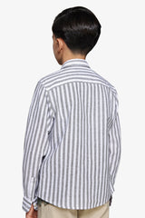 Camicia misto lino a righe verde Kids-Dan John