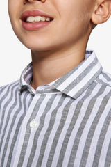 Camicia misto lino a righe verde Kids-Dan John
