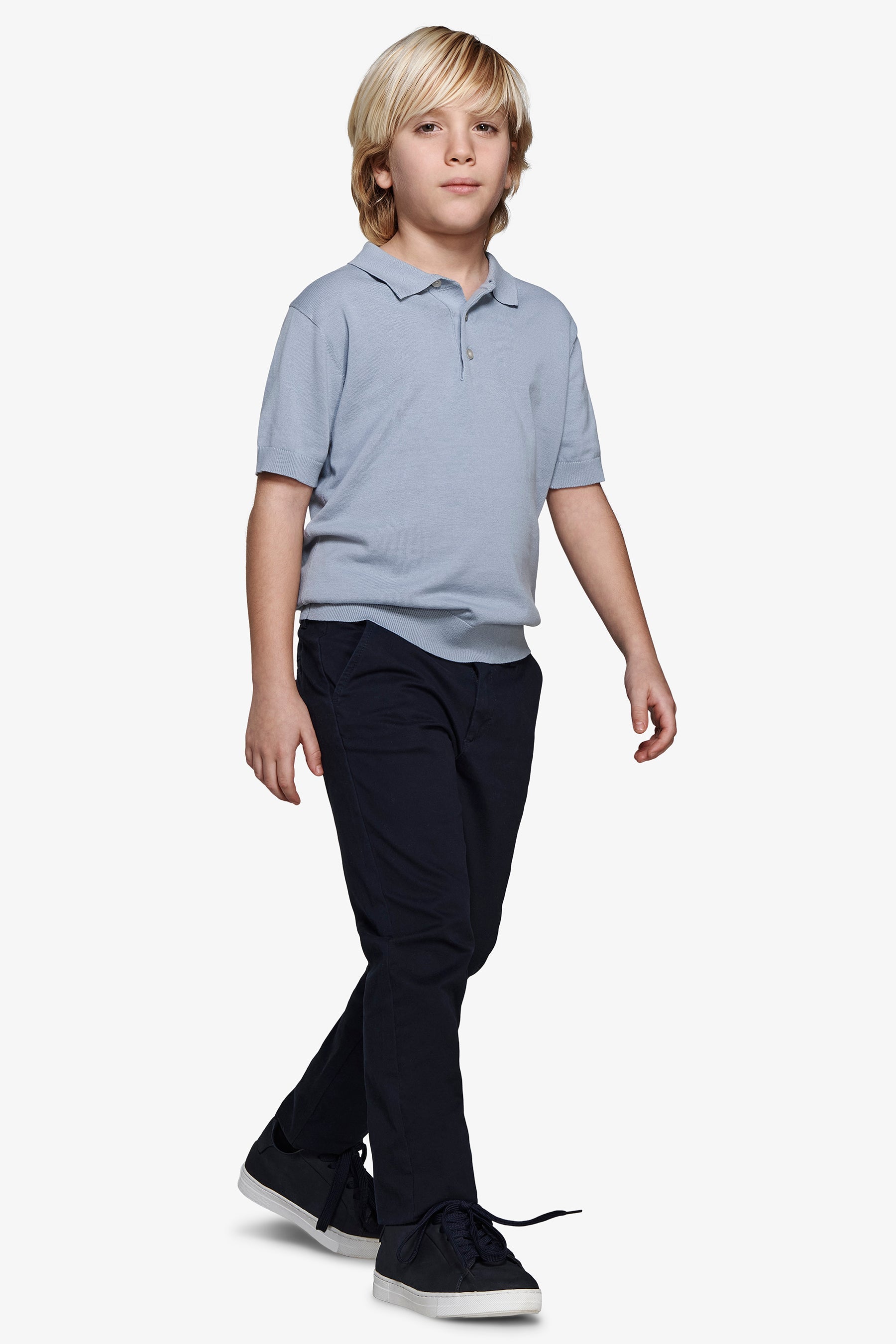Polo in maglia celeste Kids-Dan John
