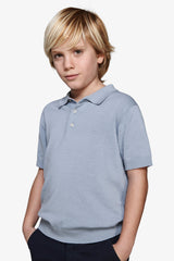 Polo in maglia celeste Kids-Dan John