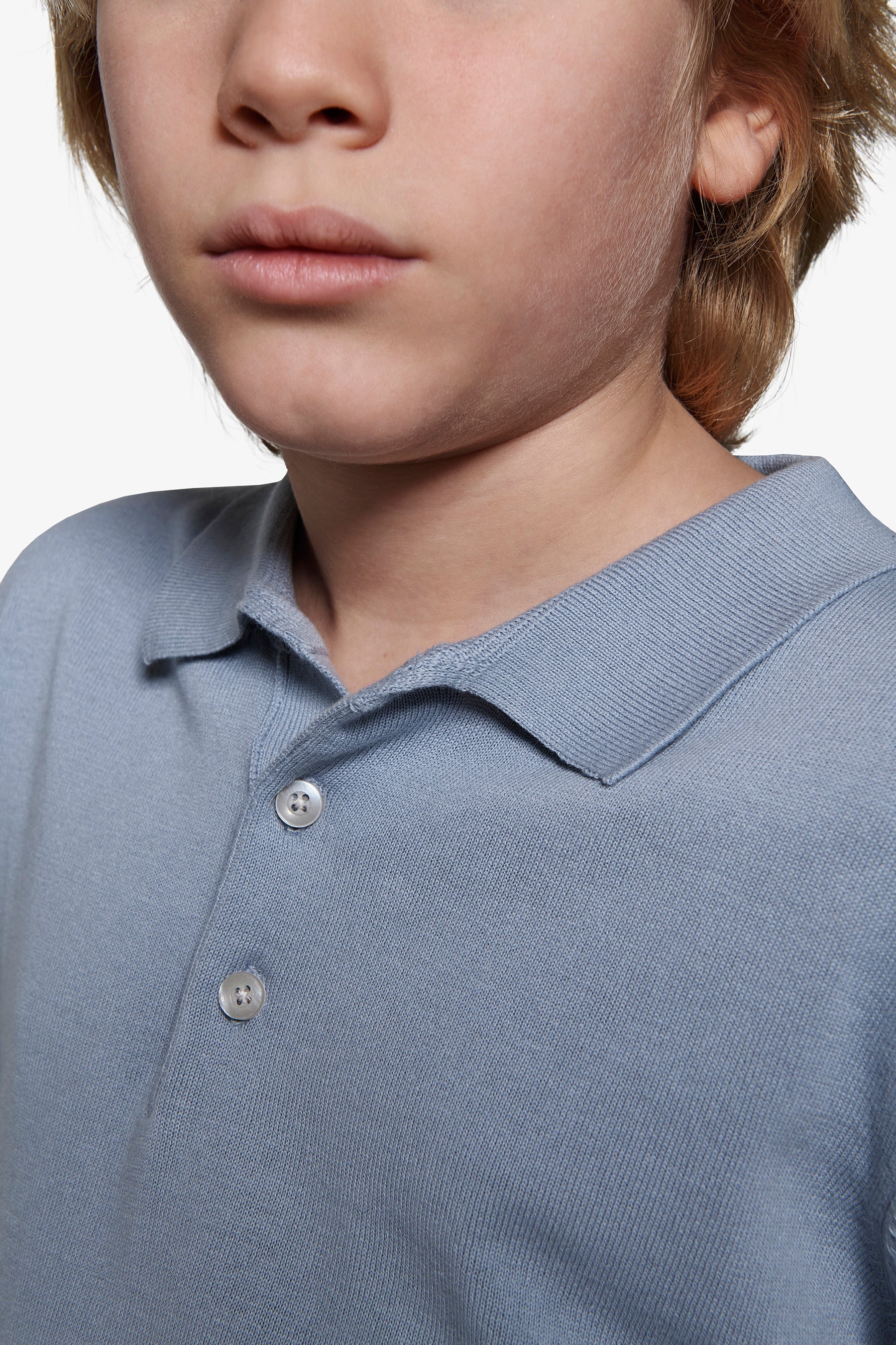 Polo in maglia celeste Kids-Dan John