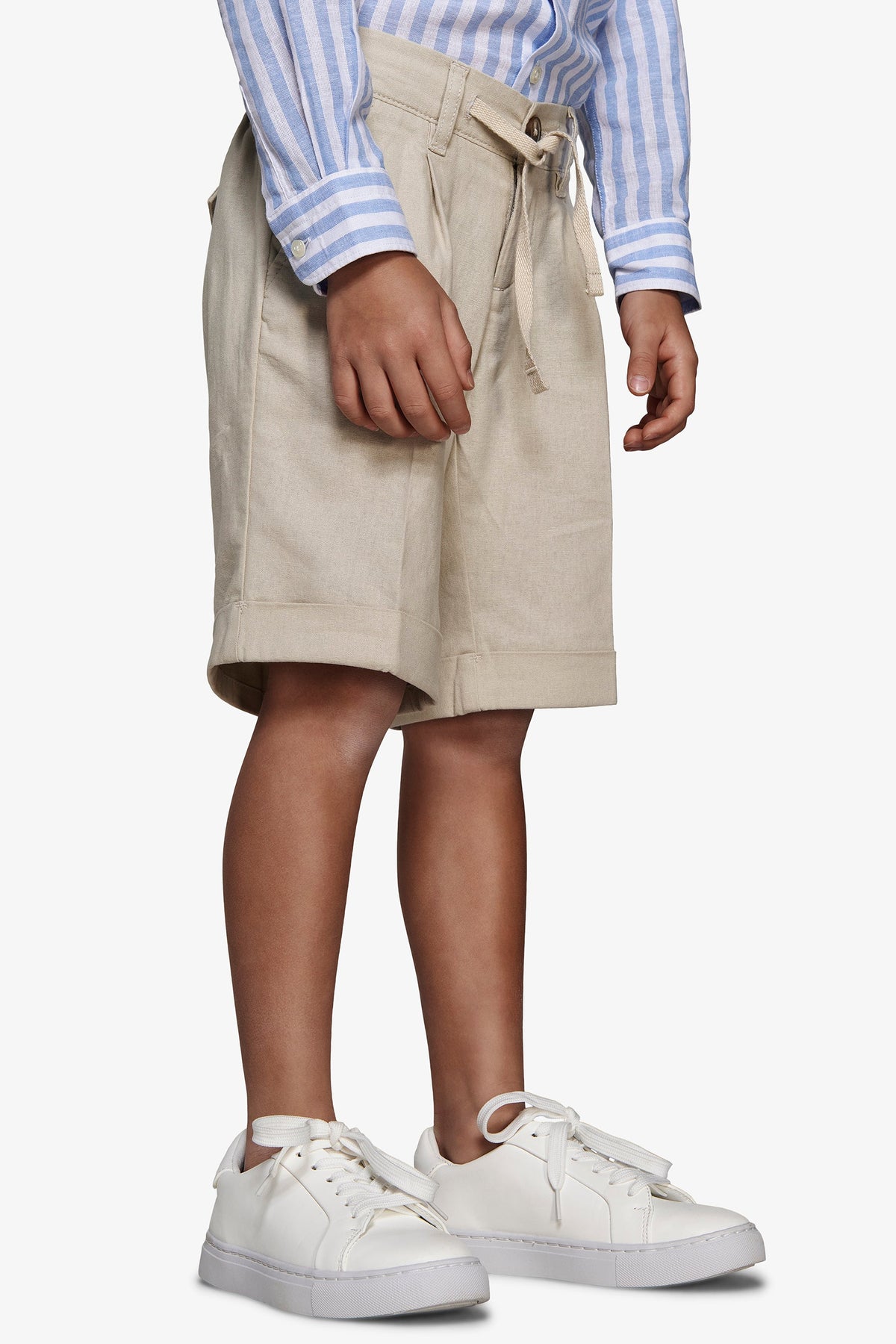 Kids' sand linen blend Bermuda shorts