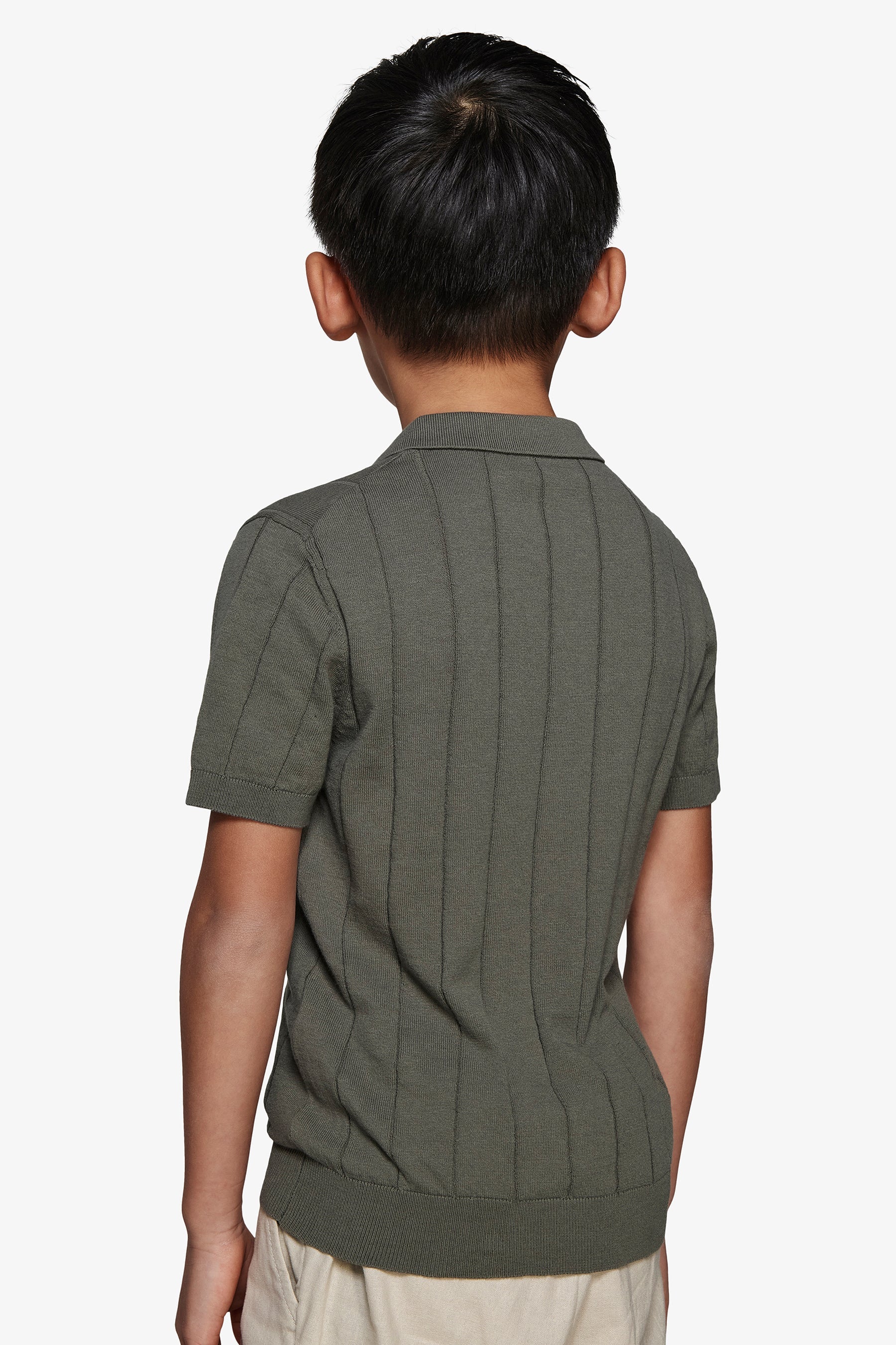 Polo in maglia costa piatta verde Kids-Dan John