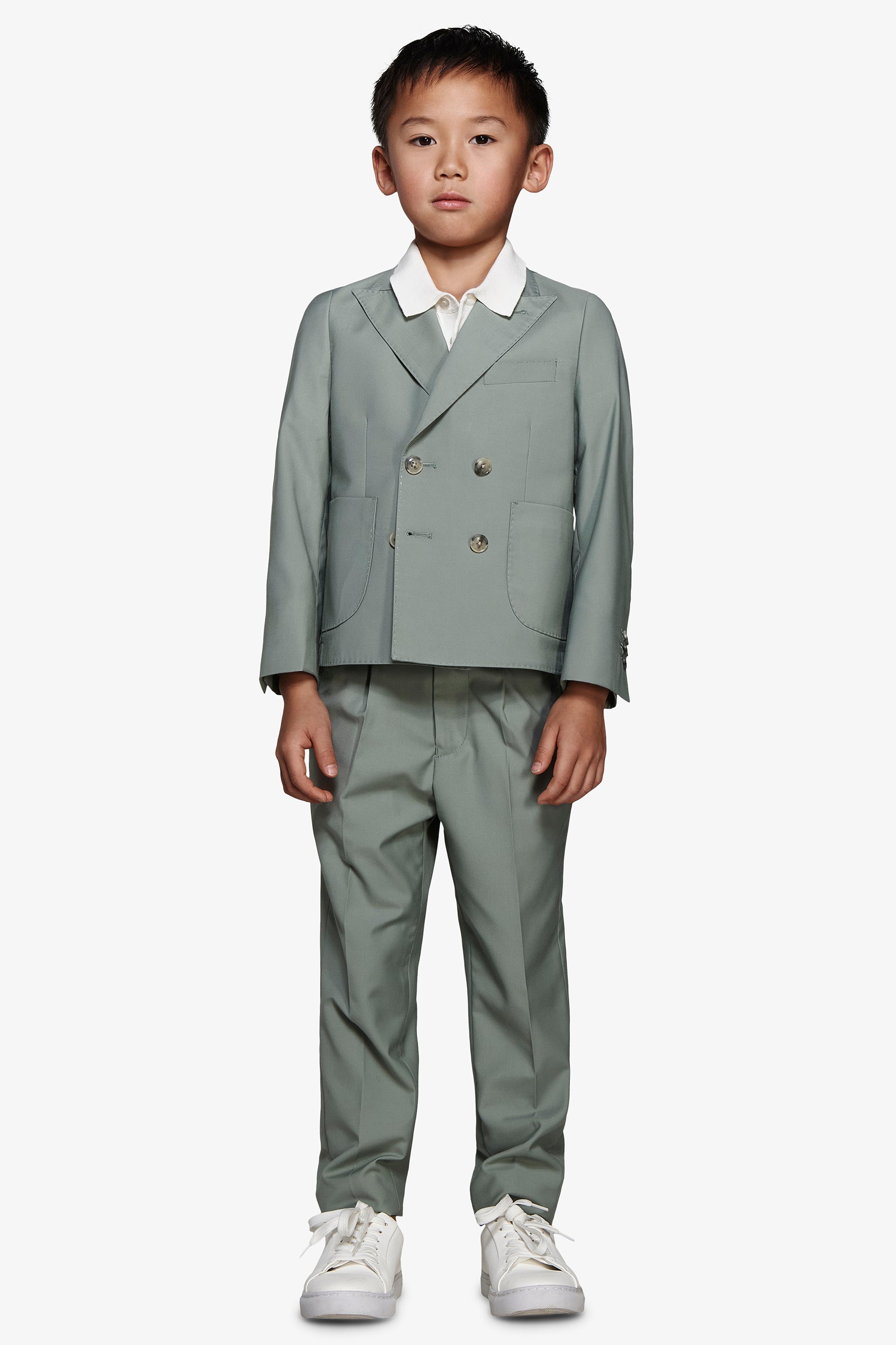 Giacca doppiopetto saia salvia Kids-Dan John