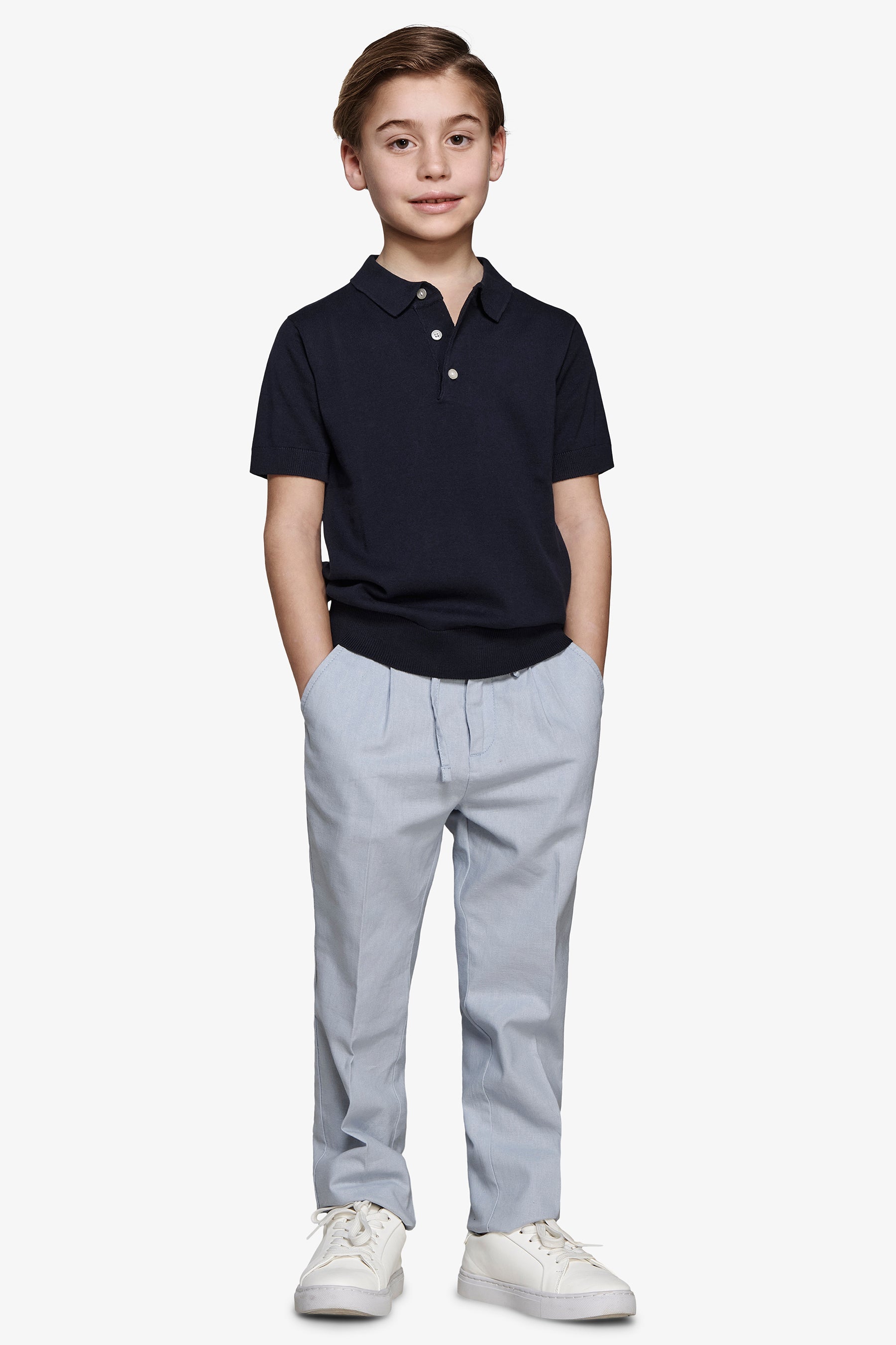 Polo in maglia blu Kids-Dan John