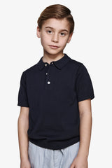 Polo in maglia blu Kids-Dan John