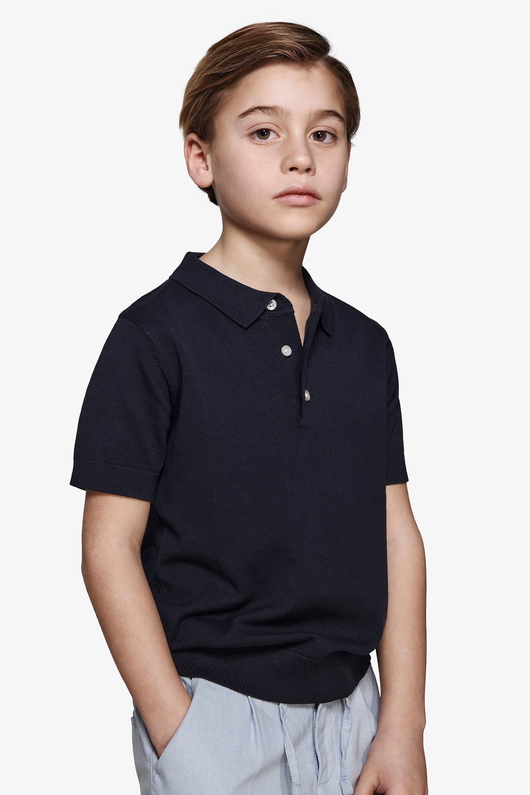 Polo in maglia blu Kids-Dan John