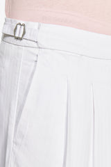 White Herringbone Bermuda Shorts