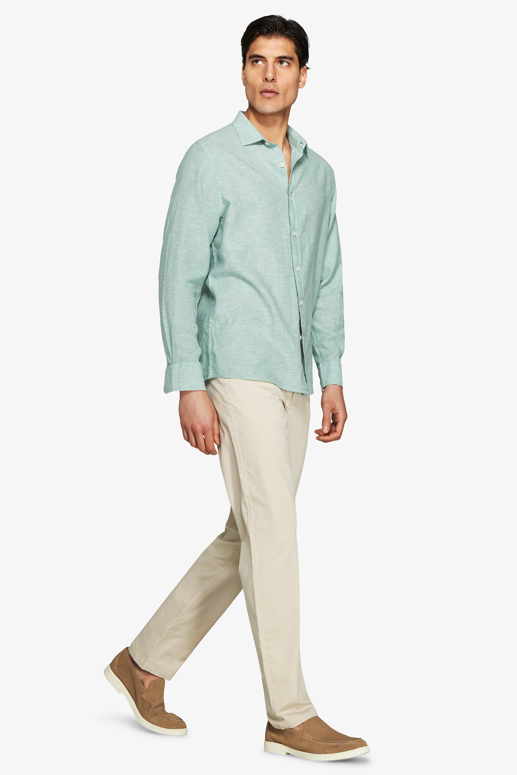 Camicia misto lino relaxed salvia-Dan John
