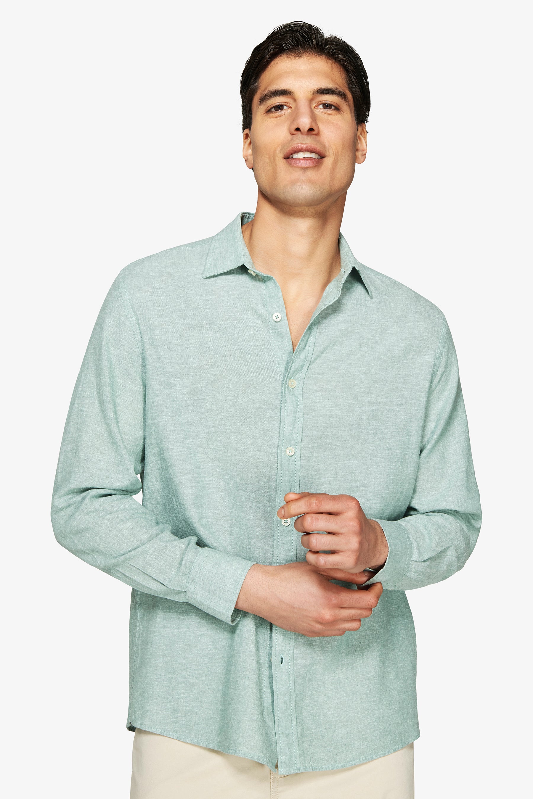 Camicia misto lino relaxed salvia-Dan John