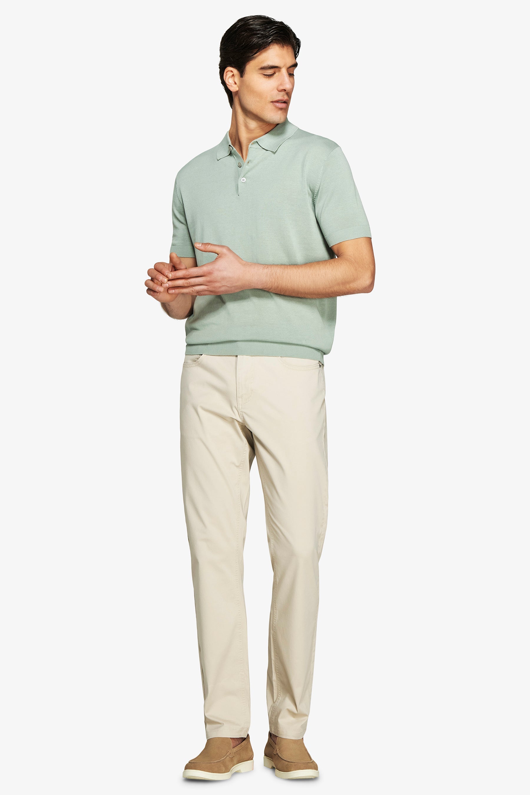 Polo in maglia basic in cotone light green-Dan John