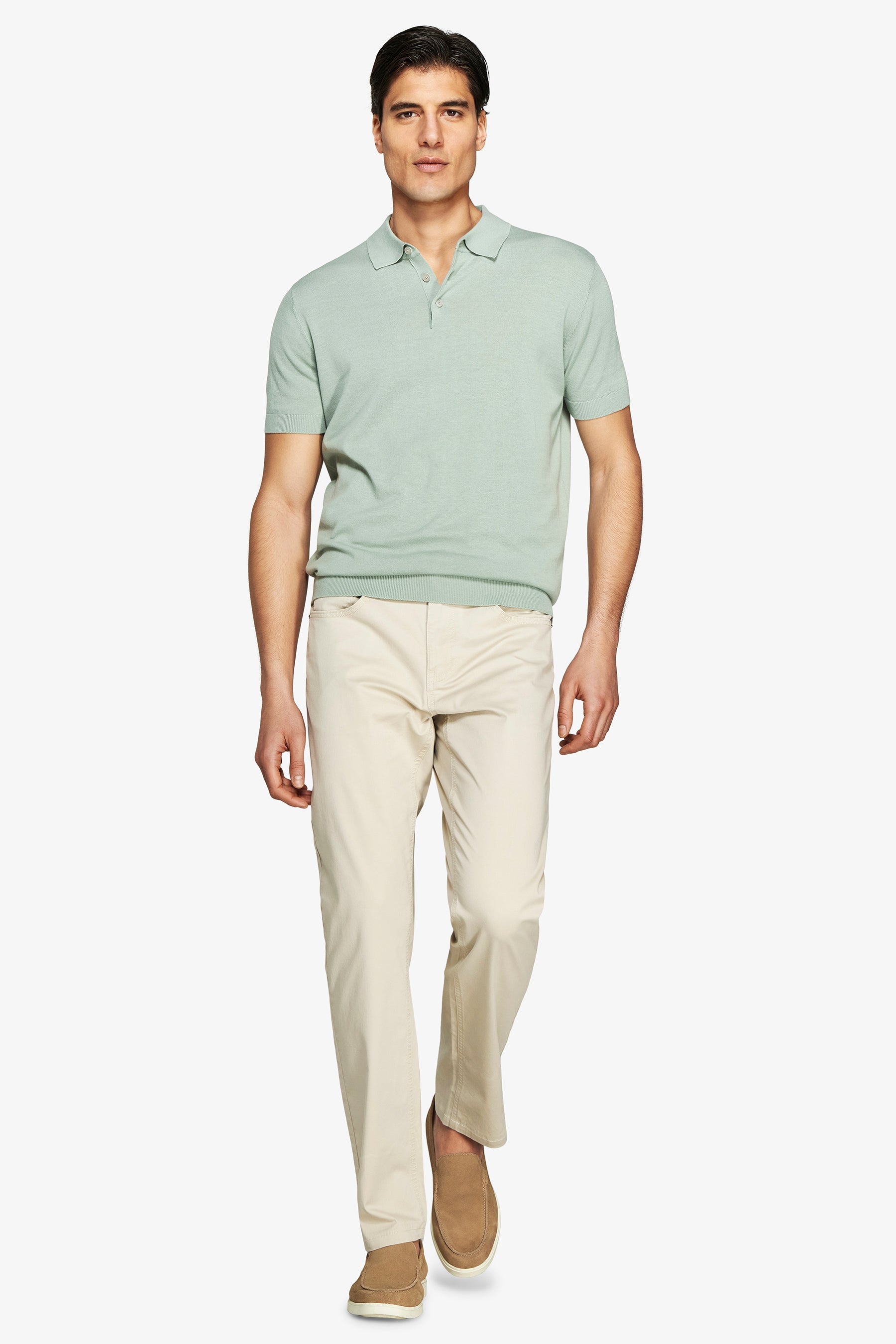 Polo in maglia basic in cotone light green-Dan John