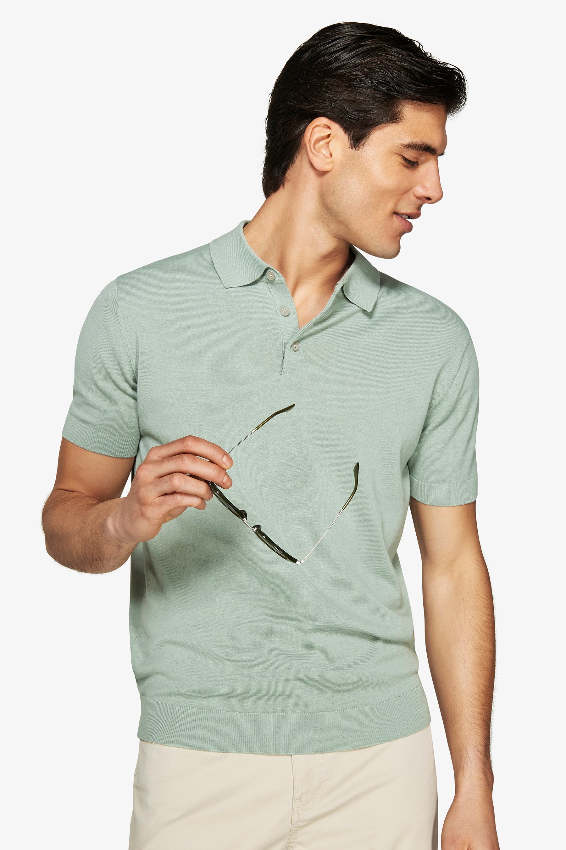 Polo in maglia basic in cotone light green-Dan John