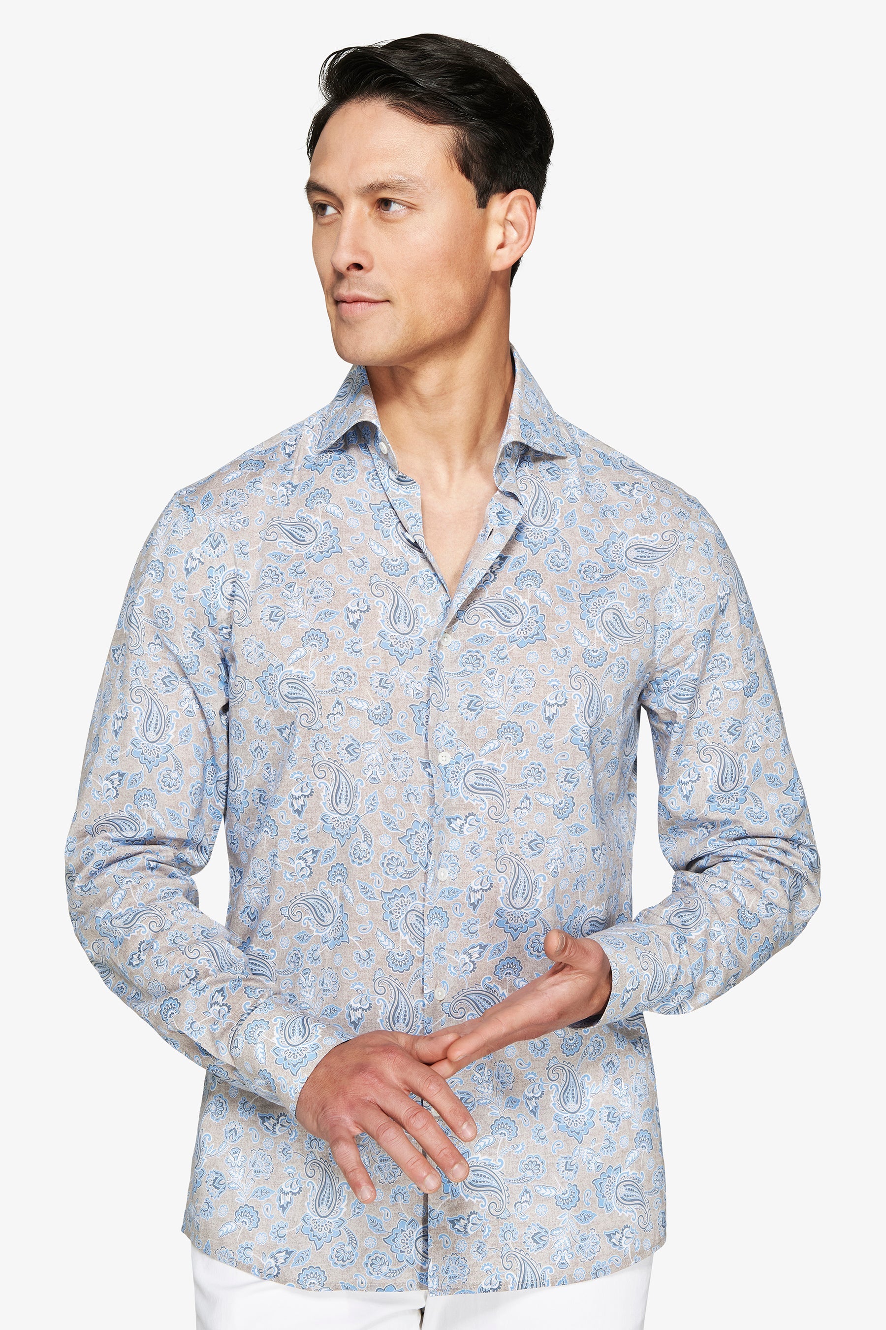 Camicia stampa all over tortora-Dan John