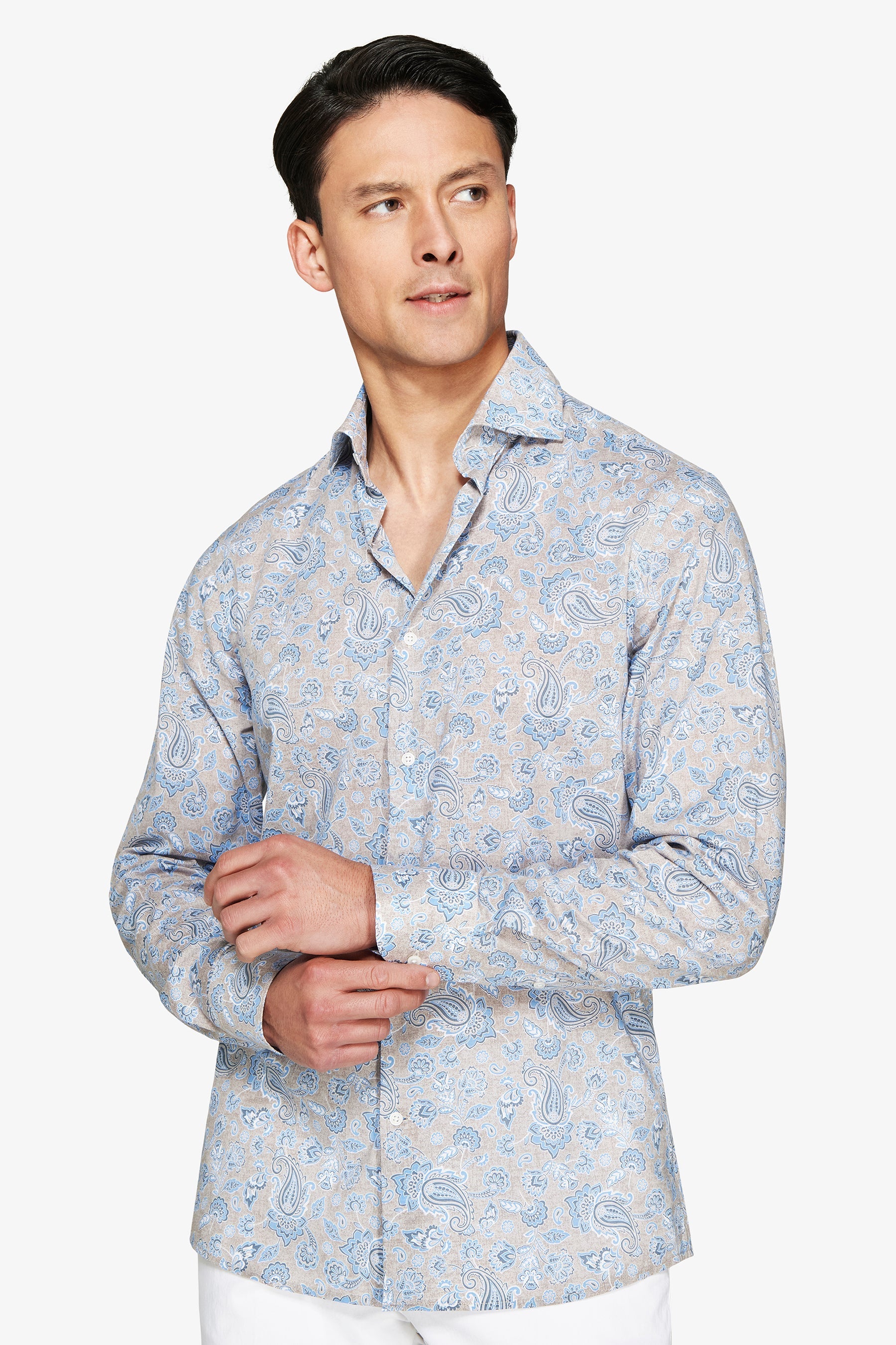Camicia stampa all over tortora-Dan John