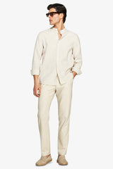 Beige Korean linen blend shirt