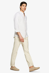 Korean linen blend shirt with sand stripes