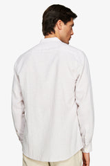 Korean linen blend shirt with sand stripes