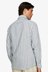 Green striped linen blend shirt