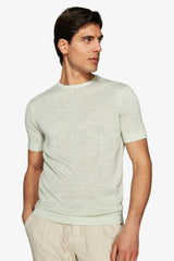 Sage crew neck linen blend sweater