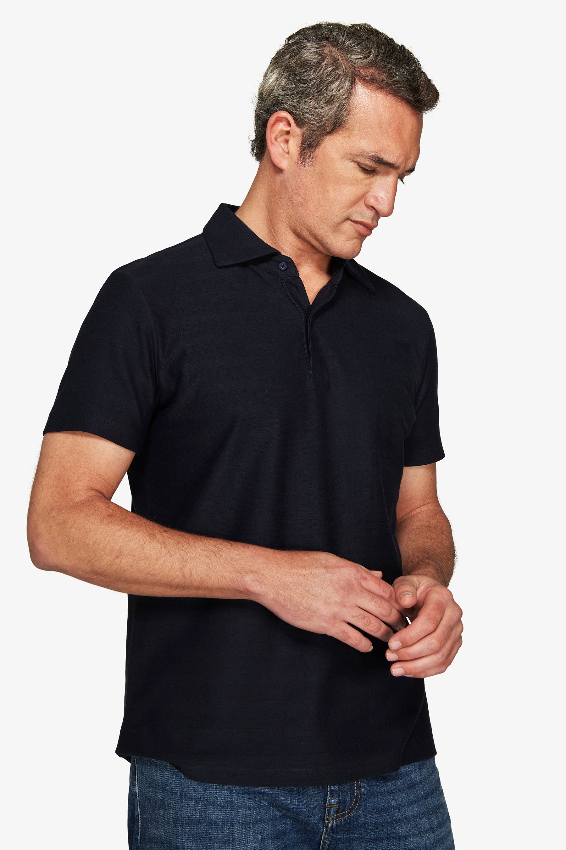 Polo jersey armaturata blu-Dan John