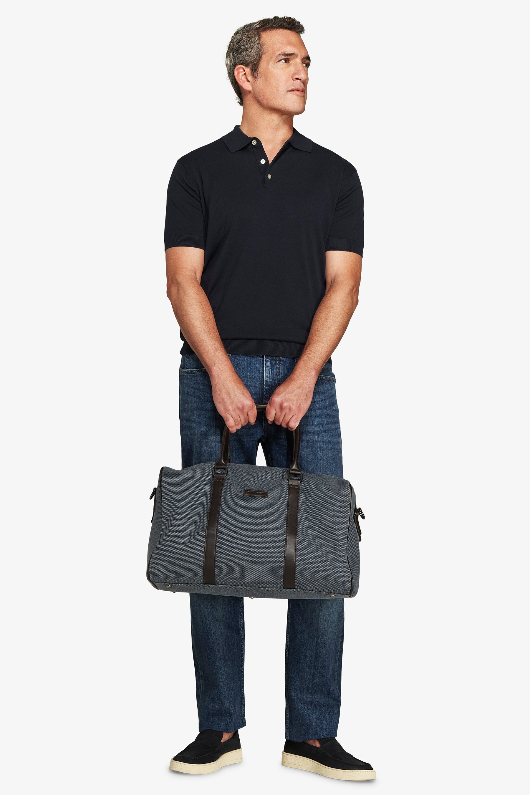 Polo in maglia basic in cotone blu-Dan John