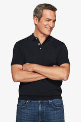 Polo in maglia basic in cotone blu-Dan John