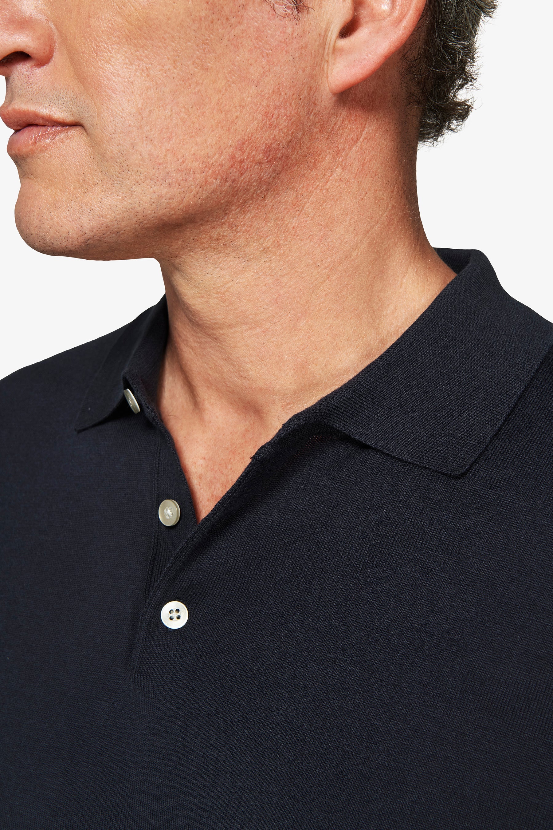Polo in maglia basic in cotone blu-Dan John
