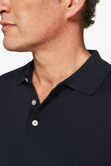 Polo in maglia basic in cotone blu-Dan John