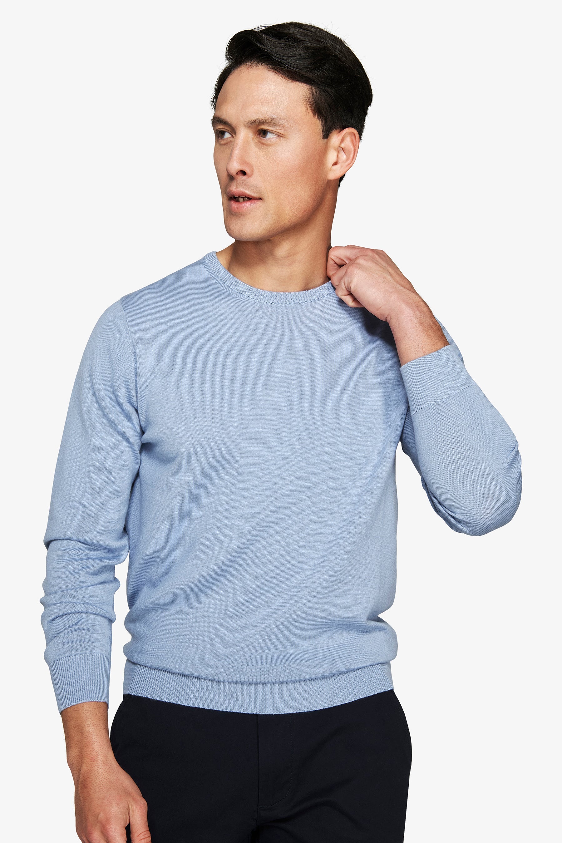 Maglia girocollo basic in cotone azzurra-Dan John