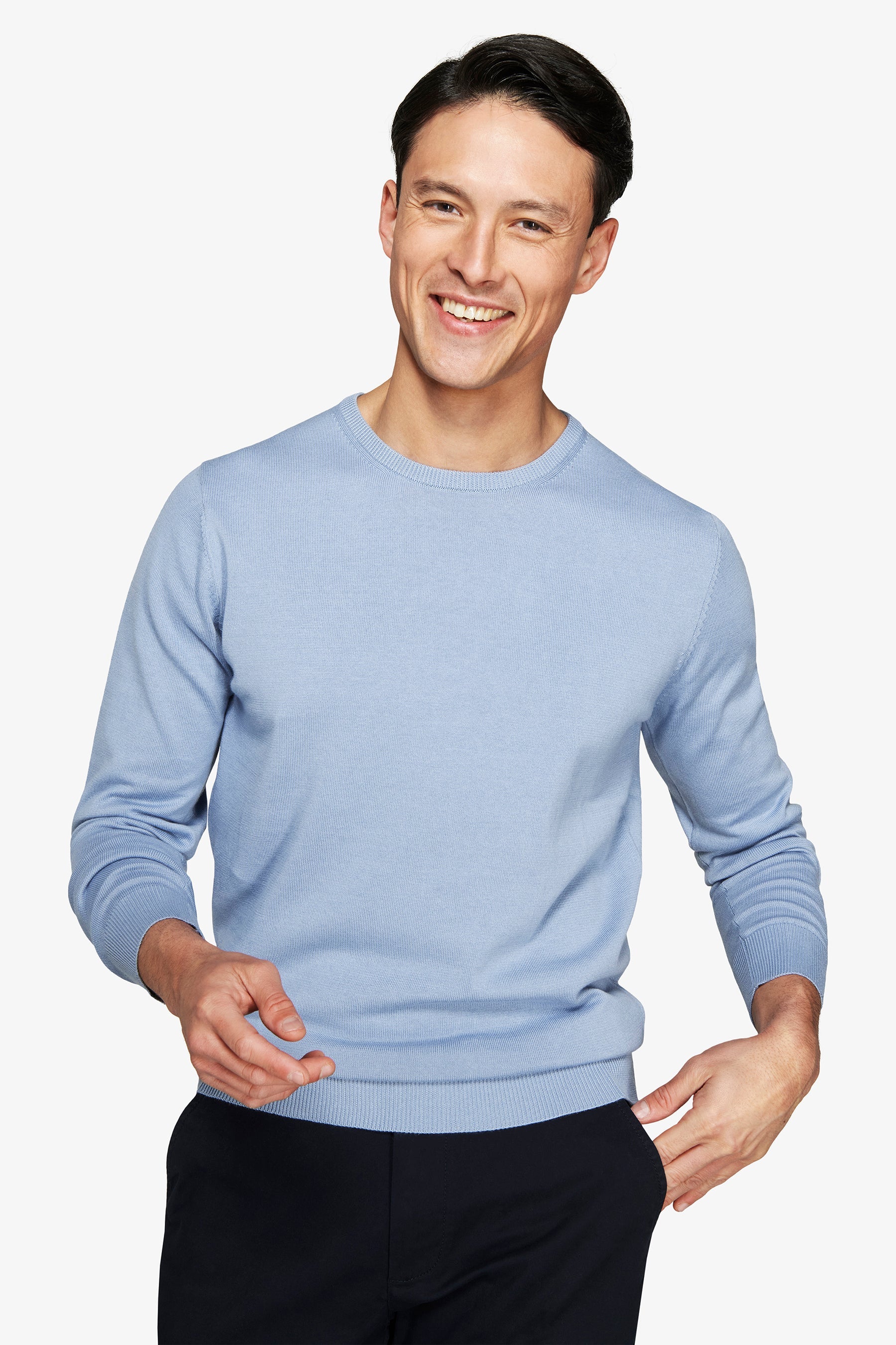Maglia girocollo basic in cotone azzurra-Dan John